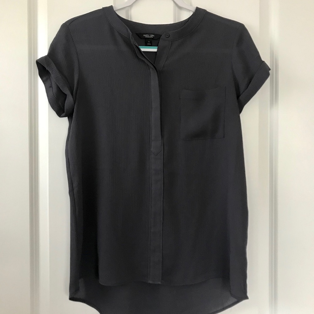 Simply Vera Vera Wang Grey Short Sleeve Top